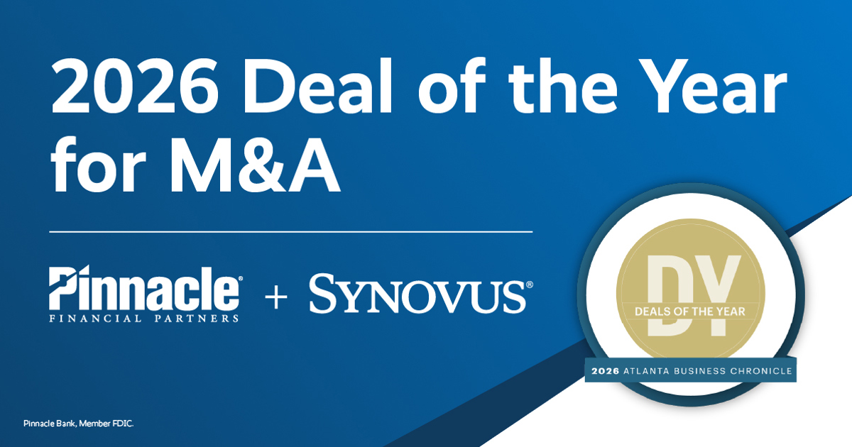 Pinnacle, Synovus merger honored as 2026 Deal of the Year