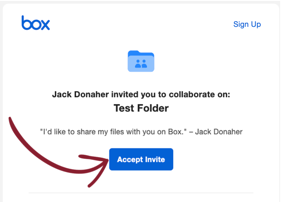 Box invitation email