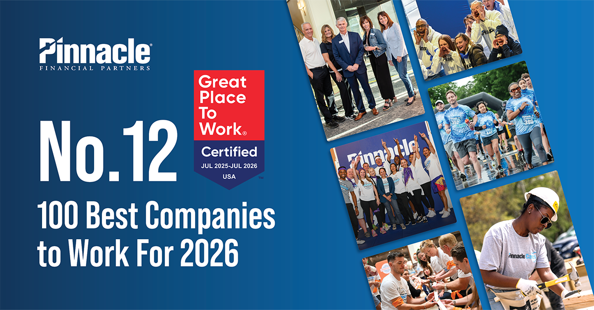 Pinnacle Financial Partners No. 12 100 Best Companies to Work for 2026